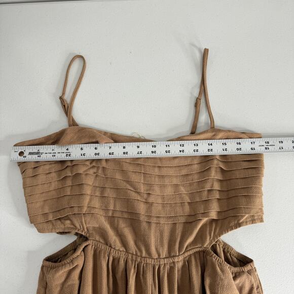 Allie Rose Bohme Jumpsuit Womens Large Brown Wide Leg Cutout Pleated Resort Boho - Picture 14 of 16